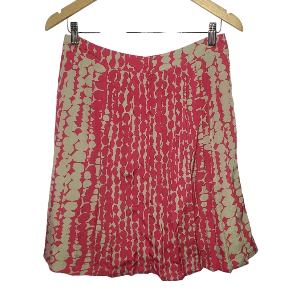 Harper and Gray pink and khaki waisted pleated skirt.